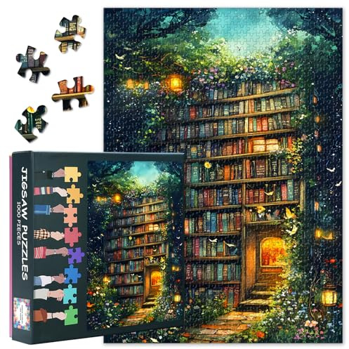 Puzzle Adulte 1000 Pièces TISHIRON Charmante Tour De Livre Abondant Jardin Fantaisie Scénario Détaillé Art Jeux Famille Défi 70x50cm