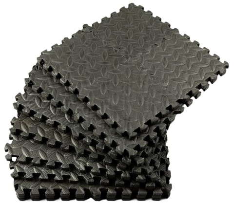 36PCS 15 * 1 cm Verdicken Bodenmatte Schutz EVA Kissen Anti-Rutsch-Schaum Trainingsmatte for Indoor Sports Gym zum Schutz des Bodens(Black)
