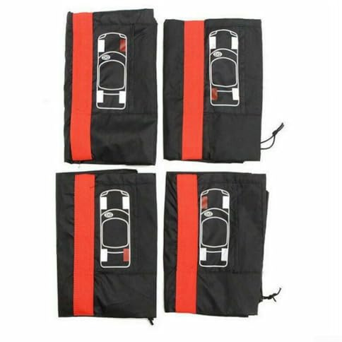 Yhenlovtt Lot de 4 housses de pneu de secours réglables pour pneus de 33 à 58,4 cm, sac de rangement en polyester durable avec HA (L ceinture rouge)