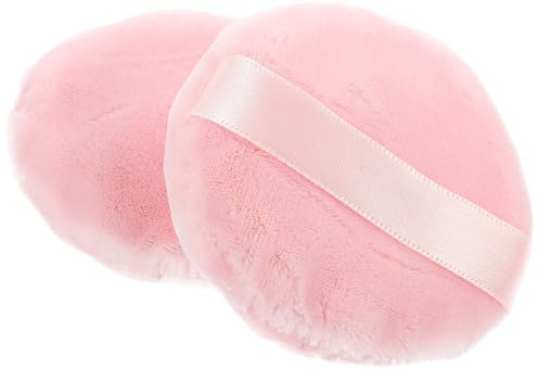 Generic Esponjas Cosméticas de Algodón 2 Unidades, Borla de Polvo Rosa Diámetro 55 Mm, Aplicador de Maquillaje para Base y Polvo Suelto, Reutilizable para Uso Doméstico y Viaje