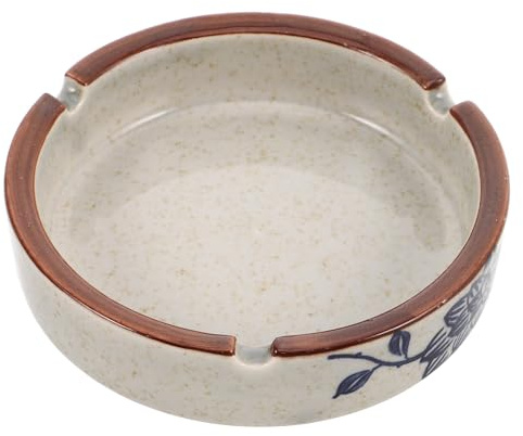 NIYANGLE Ceramic Ashtray Windproof Desktop Ash Holder Decorative Bowl for Indoor Outdoor Office Smoking Tabletop Accessory