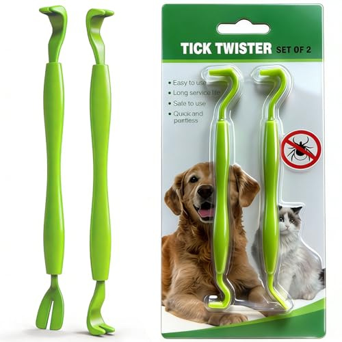 suiyuanbimai 2PCS Tick Remover Tool,Painlessly Tick for Dogs Cats and Humans Pets,Removes Entire Head and Body in Seconds(Green)