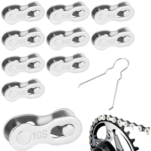 10 Pares Eslabon Rapido 10 Velocidades Cadena Bicicleta con Alicate Cadena, Eslabones de Liberacion Rapida Reutilizables para MTB Carretera Color Plateado Resistente Antioxidante