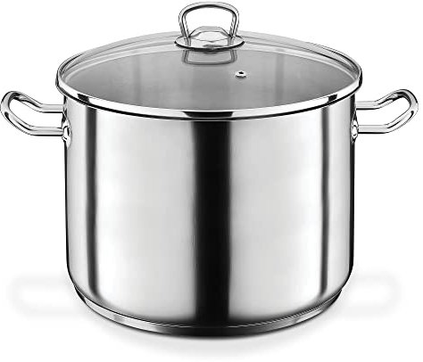 GSW Profi-Jumbotopf – hochwertiger Kochtopf mit Deckel, ideal für Familien und Gastronomie, großer XXL-Topf für Suppe, Nudeln und Eintopf – Edelstahl, 28 cm, 12 Liter, Silber