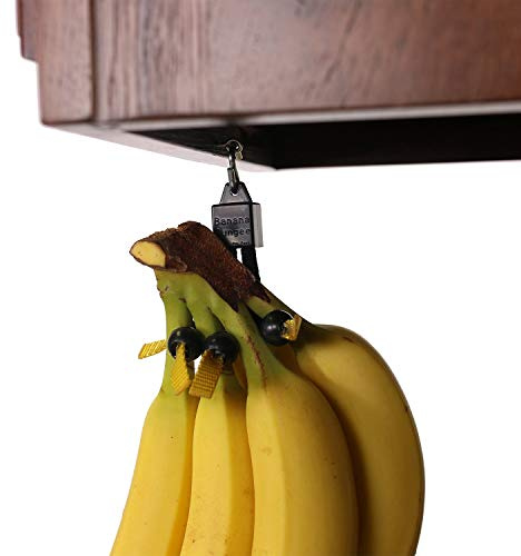 Banana Bungee Under Cabinet Banana Hook & Holder, Black, Screw Mount | Original Multi-Strand Banana Holder - Patented Space-Saving Design - Helps Reduce Early Browning and Bruising - Made in USA