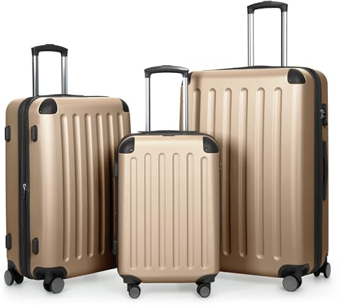 Hauptstadtkoffer Spree - 3er Kofferset, TSA, Trolley-Set, Rollkoffer, Reisekoffer, (S, M & L), Champagner | ABS-Hartschale · TSA-Zahlenschloss · Erweiterbar · 4 Rollen · Austauschbare Ersatzteile · Gepäckset · S,M & L · Für Familien