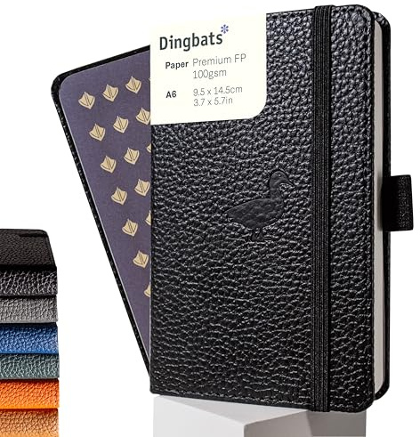 Dingbats* Tierwelt Kleines Notizbuch A6 Kariert, Hardcover PU Leder | Veganes Lederjournal zum Schreiben, für Arbeit & Reisen, Elastischer Verschluss, 9,5 x 14,5 cm, 192 Seiten, 100 g/m² Papier