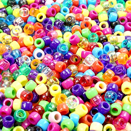 Lnvision 1000 Stück Pony Perlen zum Auffädeln mit Großem Loch 6x8mm Bunte Transparente Barrel Perlen Bastelperlen Sortierte Mischfarbige Acryl für Halsketten Armbänder Schmuckherstellung