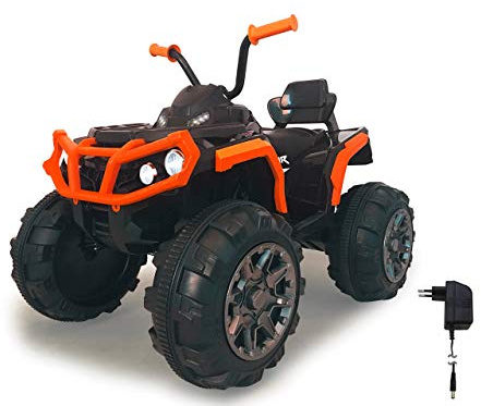 JAMARA 460449 – Ride-on Quad Protector – kraftfulla drivmotorer och 12 V batteri för lång körtid, 2-växlad turbobrytare, ultra-Gripp gummiringar på drivhjul, FM-radio, orange