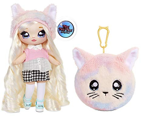 Na Na Na Surprise Muñeca de Moda 2 en 1 y Monedero de Felpa, Coleccionable, Serie 4, Paula Purrfect