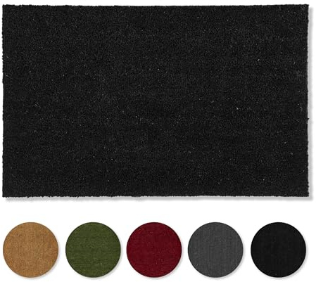 Carpido Halkfri kokosdörrmatta - antibakteriell dörrmatta för utomhusbruk täckt - hållbar naturfiber - 100% kokosnöt 90 x 150 cm svart | Hållbar naturfiberdörrmatta för inomhus och utomhus täckt robust kokosfiber och lättskött dörrmatta