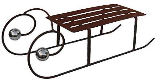 Bornhöft Schlitten 90cm Metall Rost Gartendeko Edelrost rostige Gartendekoration Edelstahlkugel Weihnachten rostige Deko