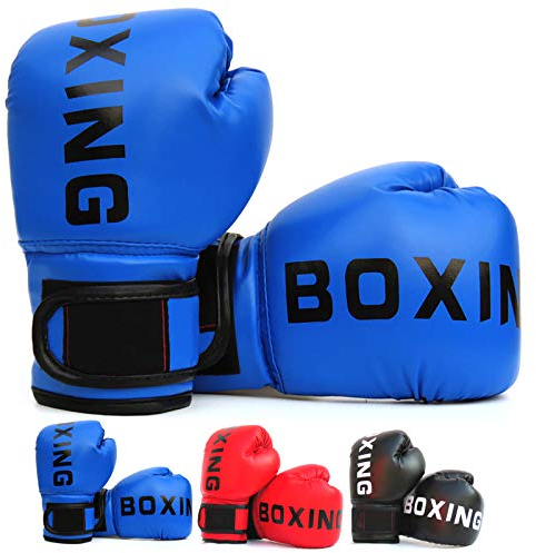 BETECK Gants de Boxe Enfants 6OZ Gants d'entraînement de Boxe pour Enfants, Gants de Combat de Boxe Réglables pour MMA Muay Thai Kickboxing Sparring Âgés 3-10 Ans