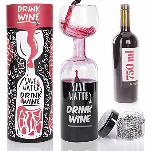 Dimono Copa de vino lo último en botellas de vino copa de vino tinto copa de vino blanco 750 ml con perlas de limpieza y caja de regalo