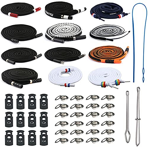 Zasvec Kordel für Hoodie 12 Stück Kordel Hosenbund Kordel für Jogginghose Kordelzug Kit Ersatz-Kordelzug mit Kordelzug Einfädler Doppelloch kordelstopper Ösen Scheiben für Hosen Sweatpants Hoodies