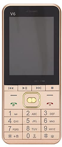PUSOKEI V6 2G GSM Unlocked Button Cell Phone,2000mAh battery Long Standby Seniors Cell Phone,2.8in HD Screen Four Cards Four Standbys Cellphone for Elderly and Kids(gold)