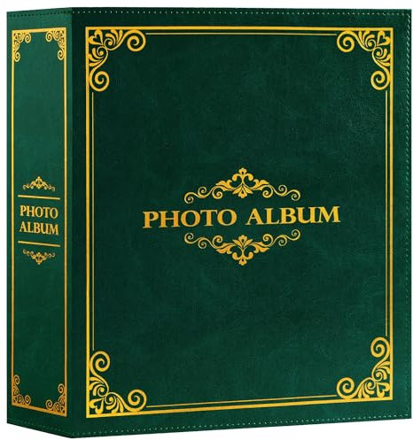 Lanpn Photo Album 6x4 Slip in, Traditional Classic Extra Large Capacity 1000 Pockets Photo Albums Holds Landscape and Portrait 10x15cm Picture Green