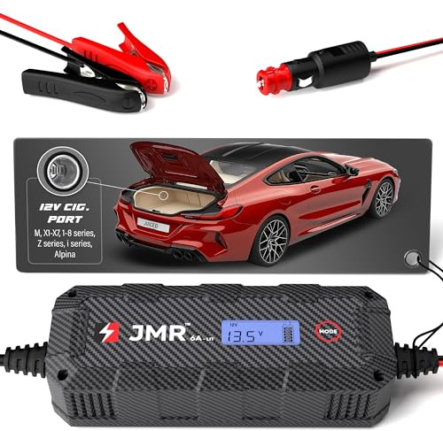 JMR Batterieladegerät für BMW M5 M4 X6 X5 i8 Z4 M8 M760i Alpina M6 M3 Alle Modelle Autobatterie Ladegerät Erhaltungsladegerät Akkuladegerät Erhaltungsgerät Wartungsgerät (Lithium-Modus hinzufügen)