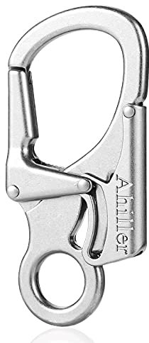 Ahiller Carabiner Clip, Double Anti-Misopening Locking Design, 3 Zinc Alloy Heavy Keychain for Outdoor Camping Hiking, Key Ring Clip (Silver-1P)