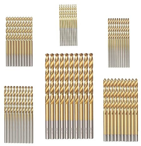 60 Pcs Drill Bits Mixed Multi Set, Twist Drill Bit Set Titanium Coated 1/1.5/2/2.5/3/3.2mm High Speed Steel Tools for Wood, Aluminum Brick and Concrete