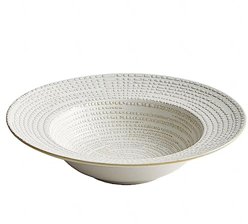 NGDECOR Piatto Pasta Rotondo in Porcellana con Bordi Piatti - Ciotole da Minestra Bianche Classiche - Ciotola per Antipasti a Bordo Largo - Piatti Piani - Ciotole Adatte al Microonde,10in