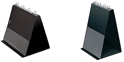 VELOFLEX 4101080 - Tisch-Flipchart DIN A4 Querformat & 4102080 - Tisch-Flipchart DIN A4 Hochformat, inkl. Klarsichthüllen, aus PVC, Tischaufsteller Präsentation, Flipchart schwarz