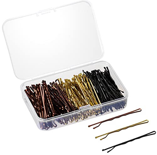 Aruicheng Haarnadeln 150 Stück Wellenform Haarklammern Metall Bobby Pins Hair Pin mit Aufbewahrungsbox Haarklammer für Damen Mädchen und Frauen (Braun,Gold,Schwarz)