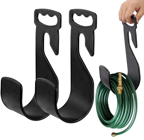 Confezione da 2 supporti per tubo da giardino con maniglie - Supporto per tubo dell'acqua per carichi pesanti per cortile esterno, montaggio rapido per rubinetto (2 nero)