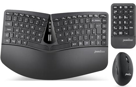Perixx PERIDUO-606A Wireless Ergonomic Keyboard Set - Compact Split Design with Vertical Mouse and External Numeric Keypad - Adjustable Typing Angles - UK QWERTY