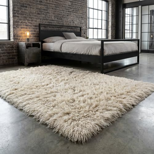 FLOKATI SHAG Stylish Super Thick 3.5” Organic Wool Pile. Authentic Greek flokati. Organic Natural Wool Area Rug. (5' x 7')