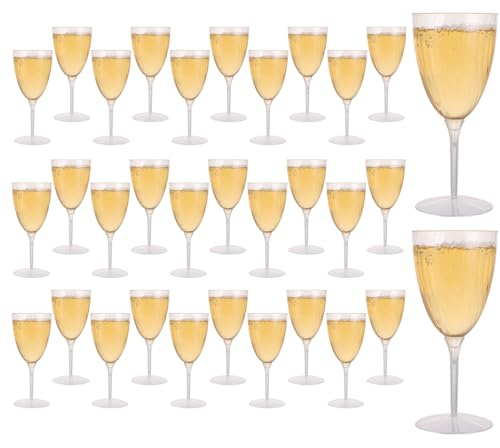MUXHEL 32PCS Plastic Champagne Flutes 240ml Unbreakable Plastic Prosecco Glasses Clear Plastic Champagne Glasses Reusable Plastic Flutes for Wedding Anniversary Birthday Bar Party