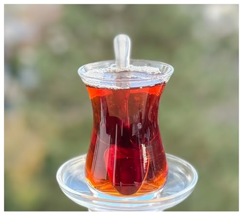Topkapi - 18-tlg Türkisches Tee-Set Hürrem-Sultan für 6 Personen │ 6 Teegläser mit Optik-Effekt, 6 Untersetzer und 6 Teelöffel │ Komplett-Set │ Versandsicher gepackt