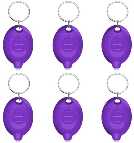 Daemson Mini UV Led Keychain Flashlight, Tiny Flashlight, Small Black Light Key Ring Flashlight, 12 Lumen Portable Ultra Bright Battery Powered Mini Black Light for Detector & Scorpion Finder (6PCS)
