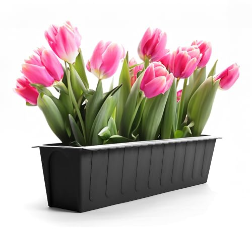BigDean 8X Paletten Blumenkästen Einsatz in Anthrazit Palettenkasten | Paletten Pflanzkasten, Balkonkasten für Kräuter, Blumen & Pflanzen, UV-Stabil, wetterbeständiger Kunststoff