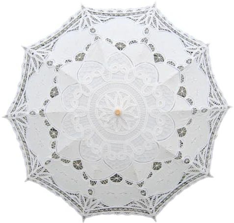 Hochzeitsschirm Vintage Deko Spitze Sonnenschirm Europäischer Stil Gestickter Regenschirm Leichter Spitzenschirm Brautschirm für Party Dancing Hochzeit Feier Fotografie Prop Regenschirm Cremefarben