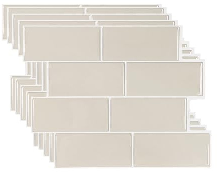 Metro Keramiska Plattor Självhäftande Kakel - 5 Stycken 30cm x 20cm 3D Köksvägg Dekaler för Kök och Badrum, Tjockare Klistermärken