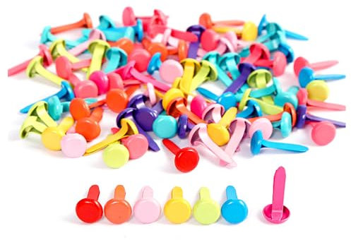 QZKJQDD 200 Stück Musterbeutelklammern, Musterklammern, Rundkopfklammern, Klammern Metall, Briefklammern, Geeignet für Kinderhandwerk, Musterdekoration, Dokumentenbindung usw.(Farbe, 8 x 20 mm)