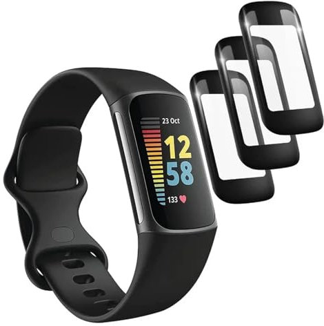 [3 Pack]Screen Protector for Fitbit Charge 6，3D Curved Full Coverage PET Anti Scratch,High Transparency,Anti fingerprint,Bubble Free Flexible Protector Compatible with Fitbit Charge 6,Black