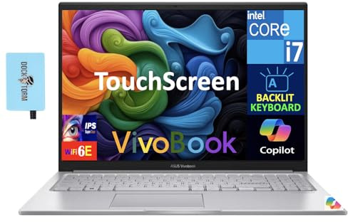 ASUS Vivobook 15 Ordinateur portable professionnel, écran tactile IPS FHD (1920 x 1080) (Intel Core 7 150U (Beats i7-1355U), 16 Go de RAM, 512 Go SSD, WiFi 6, BT 5.1, webcam HD, Win 11 Home) avec