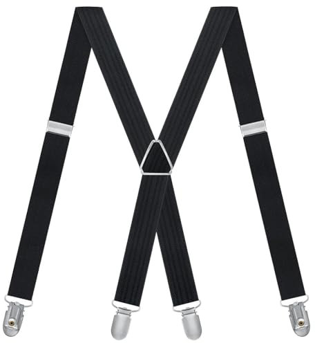 SWKJ Mens Braces, X-Shape Braces for Men Trousers with Strong Metal Clips, Adjustable Elastic Heavy Duty Suspenders, One Size for Men and Women