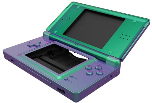 eXtremeRate Chameleon Green Purple Replacement Full Housing Shell for Nintendo DS Lite, Custom Handheld Console Case Cover with Buttons, Screen Lens for Nintendo DS Lite NDSL - Console Without
