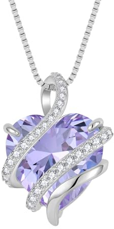 starchenie Collar Corazón Mujer Plata de Ley 925 Infinito Amor Colgante Piedras de Nacimiento Circonita Joyas Regalo