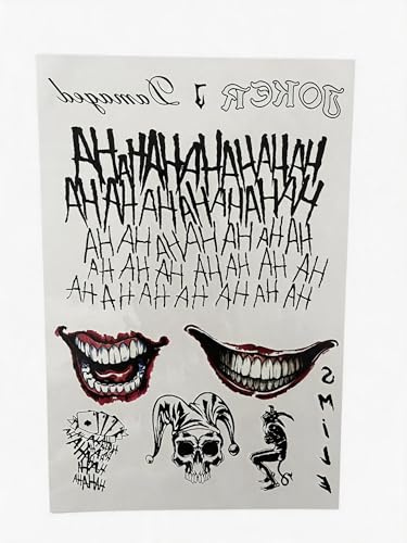 Halloween Temporary Tattoo,Joker Temporary Tattoos For Men Women Girls Adults Halloween Cosplay Accessories (style 1)