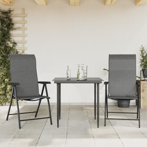 Homgoday Klappstühle für den Garten, 2 Stück, grau aus Polyrattan, Stühle für den Außenbereich, Gartenmöbel, Terrassenmöbel