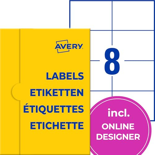 AVERY Zweckform P4910-10 Wetterfeste Folienetiketten (80 Klebeetiketten, 105x74mm auf A4, extrem stark selbstklebend, wasserfest, strapazierfähig, bedruckbare Outdoor Klebefolie) 10 Blatt, weiß