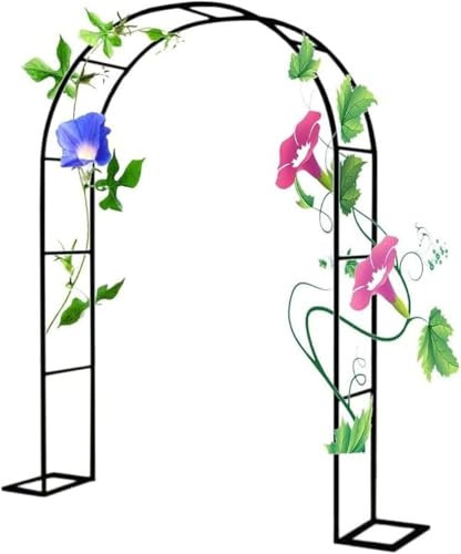 Arche de Jardin en métal avec Base,Jardin Archway Poudre Coated Acier Trellis pour Les Plantes grimpantes Roses Soutien Archway Décoration de Jardin,Pour Terrasse Patio Arceau À Rosiers(Black,W2.4M*H2