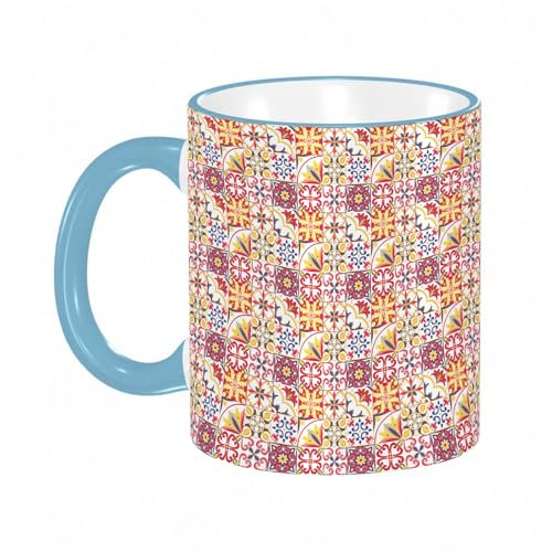 YOIUE Copa de cerámica interesante 11OZ tazas 330 ml - Regalo original y divertido Exquisita taza de impresión Decora tu taza,Decoración deportiva, balón de fútbol en posición de saque de esquina, vis