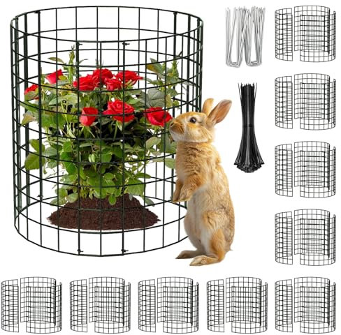 10 Packs Round Plant Protector from Animals,Metal Wire Mesh Garden Plant Cages for Outdoor Gardening Supplies, Garden Protection Rabbits Chickens Ducks for Vegetables, Flowers, Shrubs (12'' x 12'')
