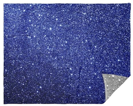 sanluoli Cobija azul con purpurina estrellada para sofá, manta de sofá de 50 x 70 pulgadas