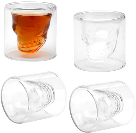 AKVYNTYR Lot de 4 verres à shot en forme de tête de mort - Verres à shot drôles - Verres à shot - Verres à tequila - Verres à shot - Verres à shot - Verres à shot - Verres à shot - Verres à shot